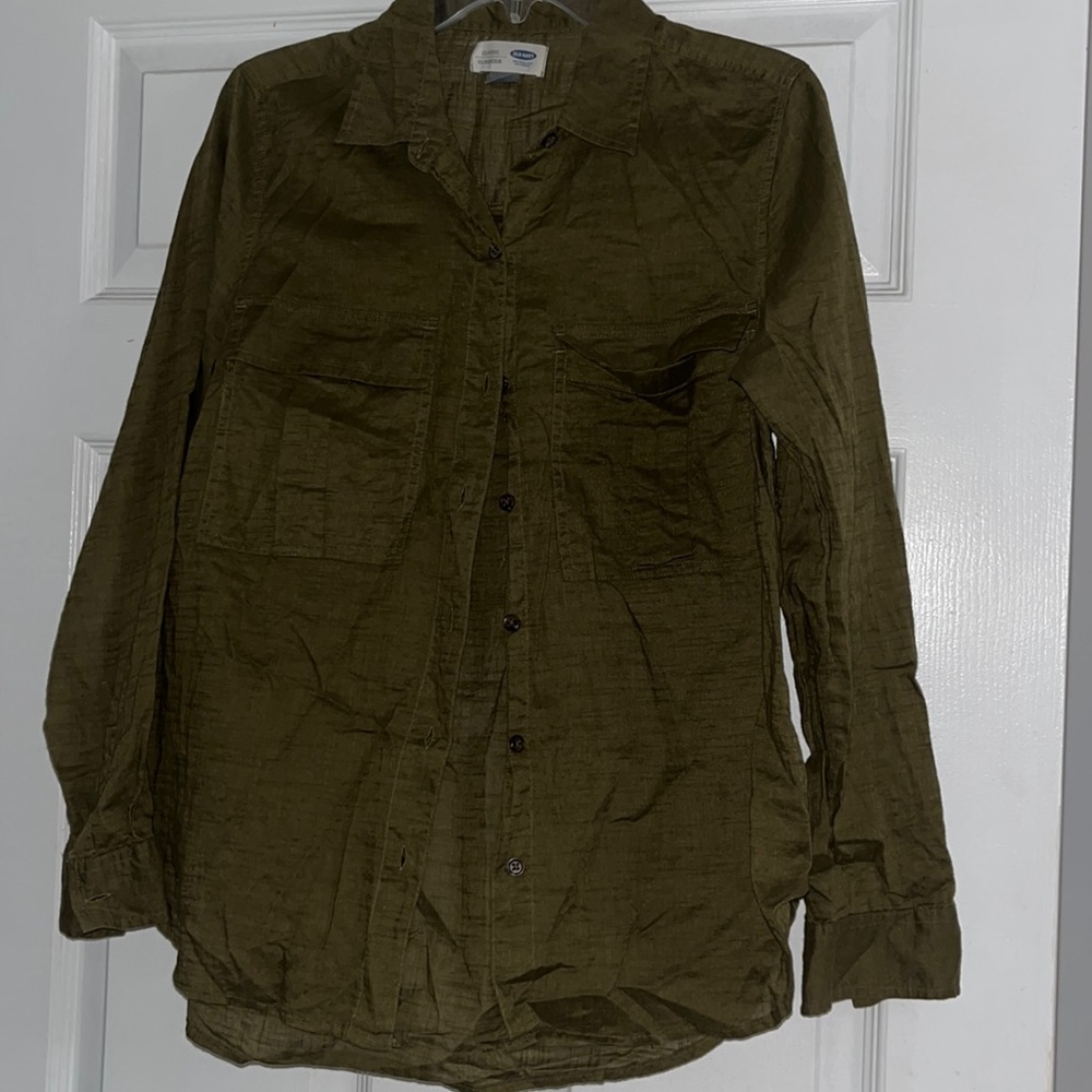 Old navy army green button down